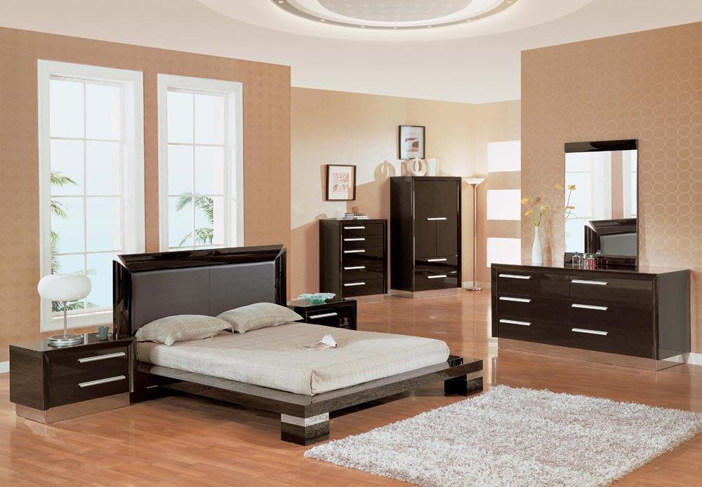 Glossy Black Queen Bedroom Set 3Pcs Global United B99-BLACK ...