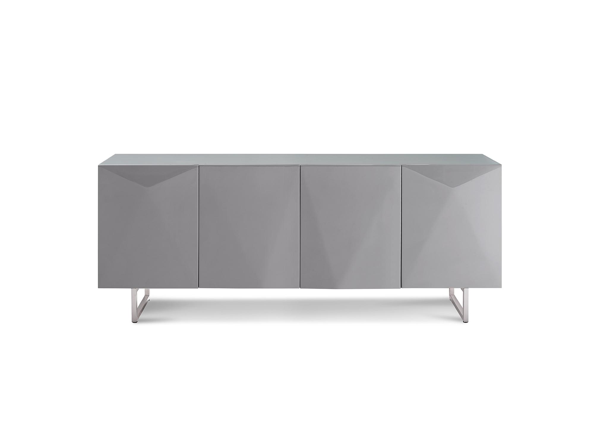 

    
Contemporary High Gloss Gray Solid Wood & Glass Top Buffet WhiteLine SB1180-GRY Paul
