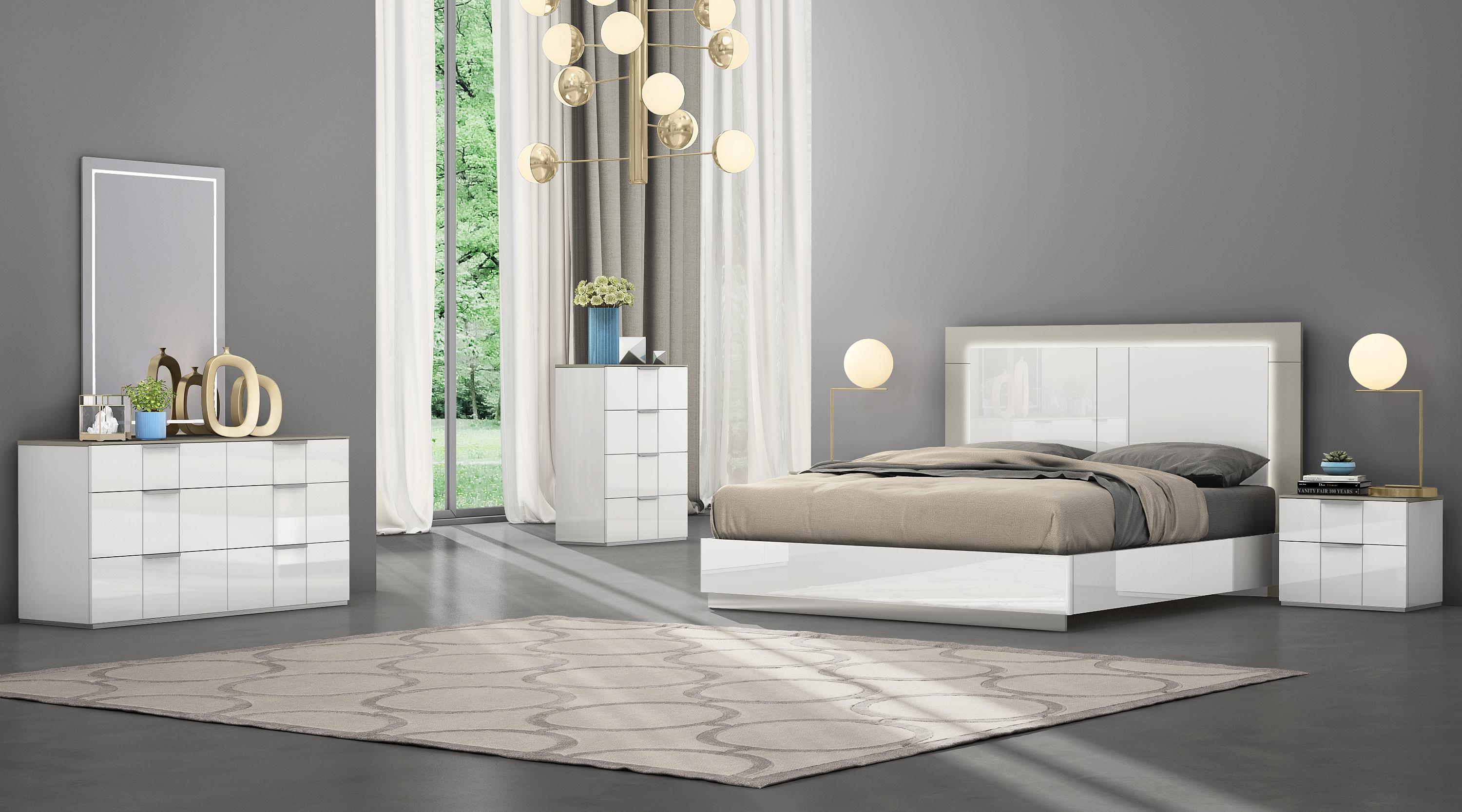 Contemporary Bedroom Set BK1723-WHT-3PC Daisy BK1723-WHT-3PC in White 