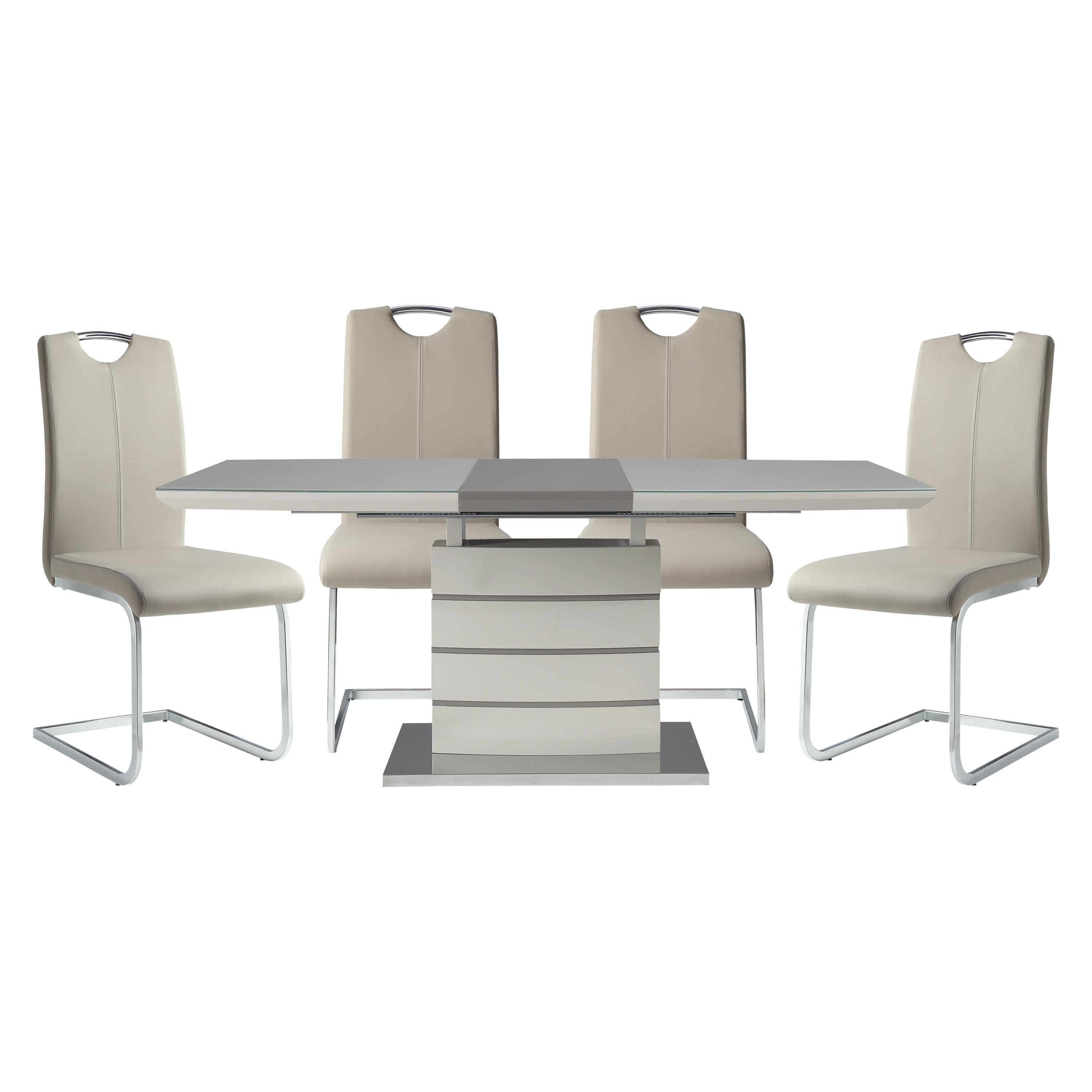 Contemporary Dining Room Set 5599-71*5PC Glissand 5599-71*5PC in White Faux Leather