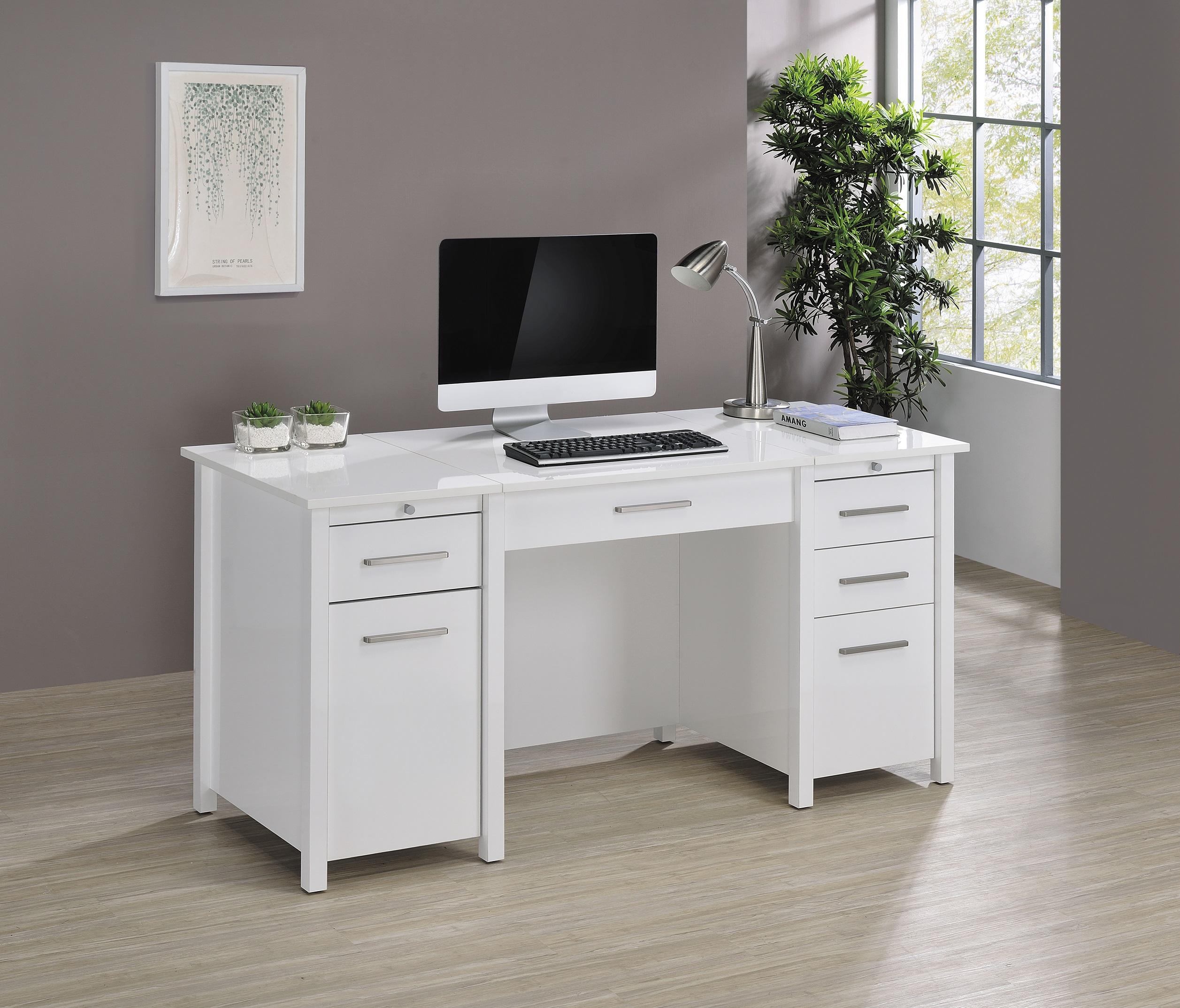 

    
 Order  Contemporary High Gloss White Wood Lift Top Office Desk Coaster 801573 Dylan
