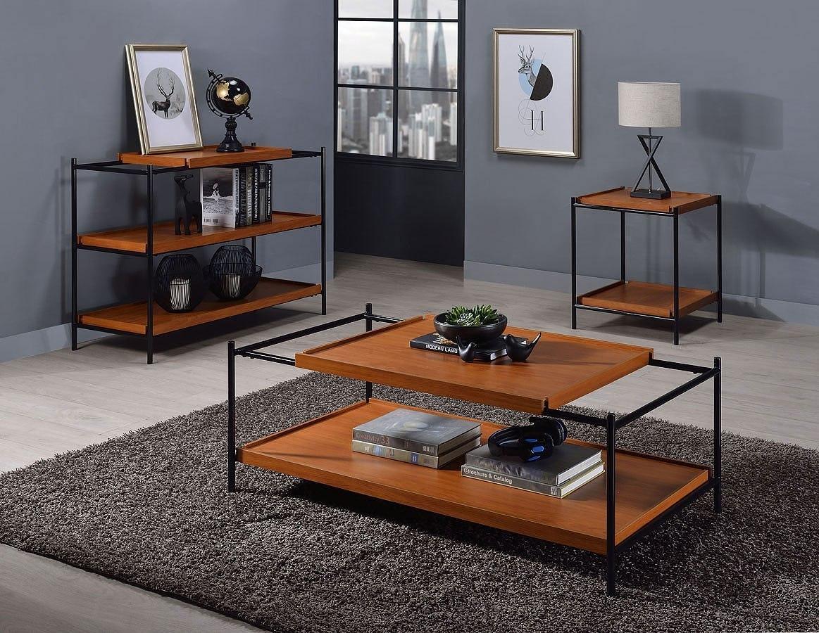 

    
Contemporary Honey Oak & Black Coffee Table + End Table + Accent Table by Acme Oaken 85675-3pcs
