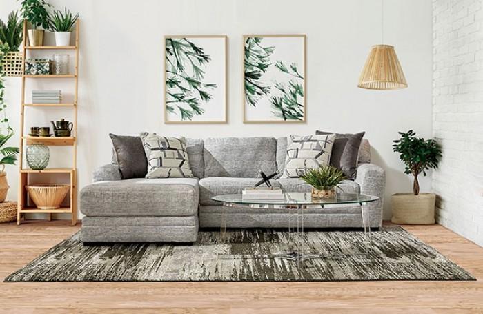 Gray Plush Chenille Sectional Sofa