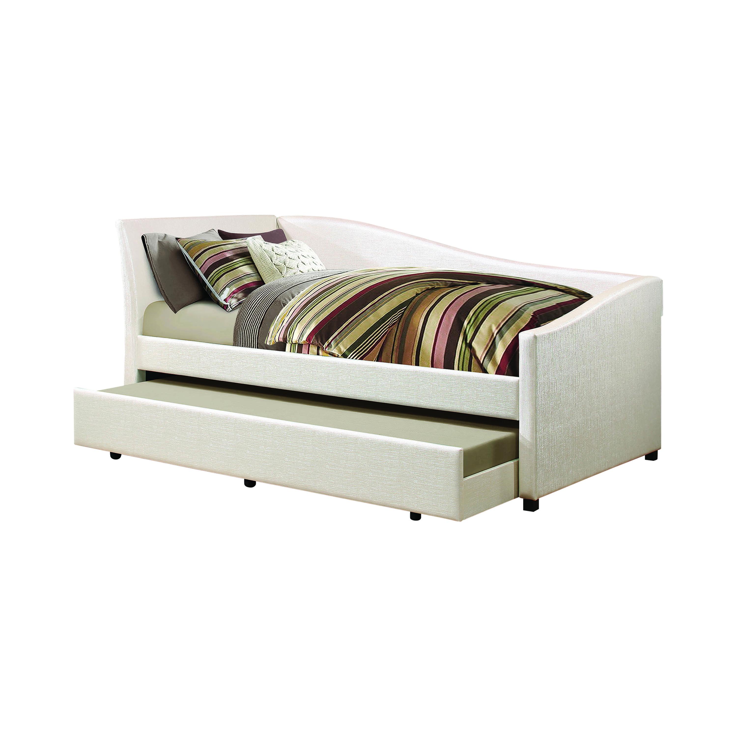 Contemporary Daybed w/Trundle 300509 300509 in Ivory Leatherette