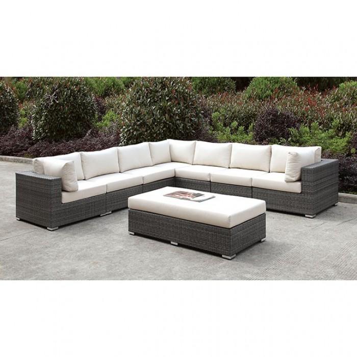 

    
Contemporary Ivory & Light Gray Wicker Sectional Sofa Set 2pcs Furniture of America CM-OS2128-SET11 Somani
