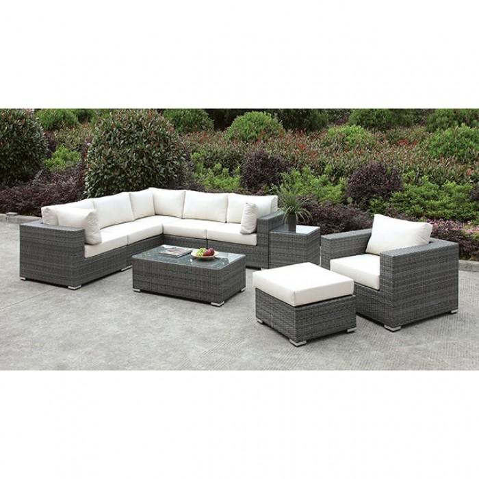 

    
Contemporary Ivory & Light Gray Wicker Sectional Sofa Set 4pcs Furniture of America CM-OS2128-SET8 Somani
