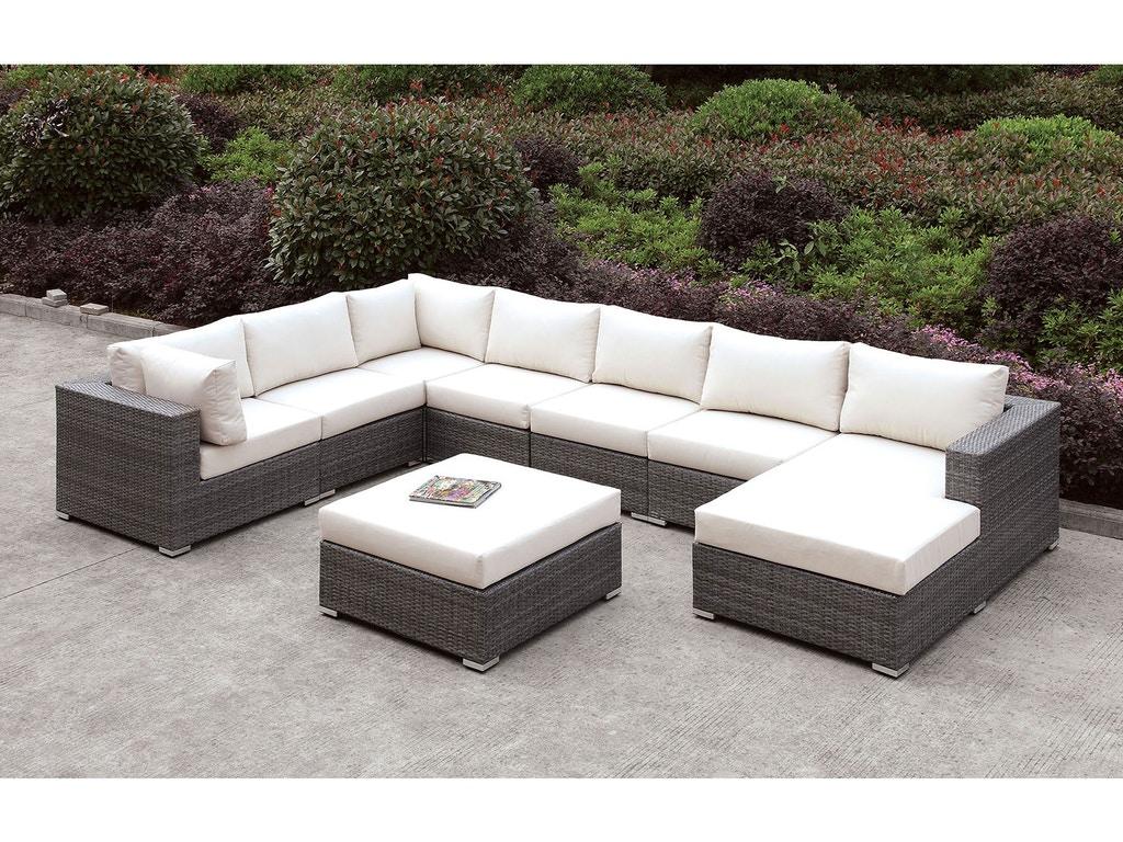 

    
Contemporary Ivory & Light Gray Wicker U-Sectional Sofa w/ Ottoman Furniture of America CM-OS2128-SET4 Somani
