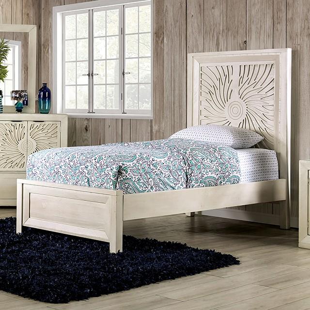 

    
Contemporary Ivory Solid Wood Twin Bed Furniture of America EM7080IV Geneva
