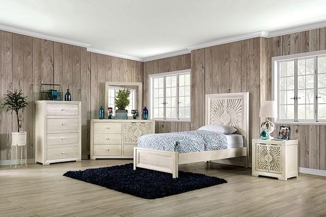 

    
Contemporary Ivory Solid Wood Twin Bedroom Set 5pcs Furniture of America EM7080IV Geneva

