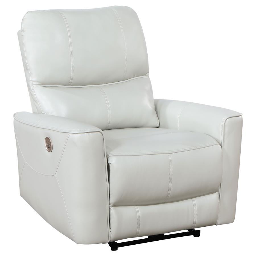 Contemporary, Modern Power recliner Greenfield Power Recliner Chair 610263P-C 610263P-C in Ivory Leatherette