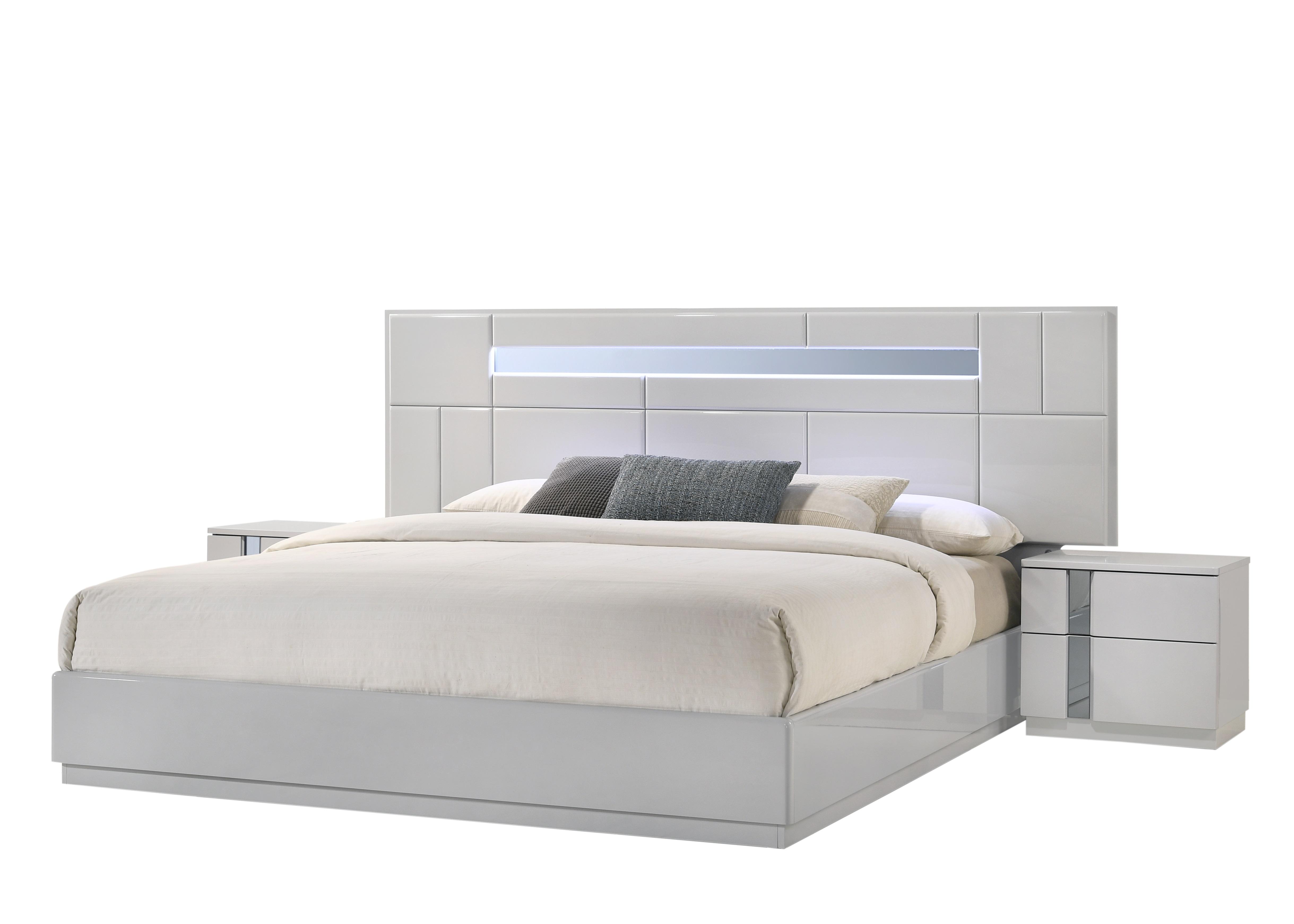 

    
Contemporary King Bedroom Set in Gray Lacquer and Chrome Set 3Pcs J&M Palermo
