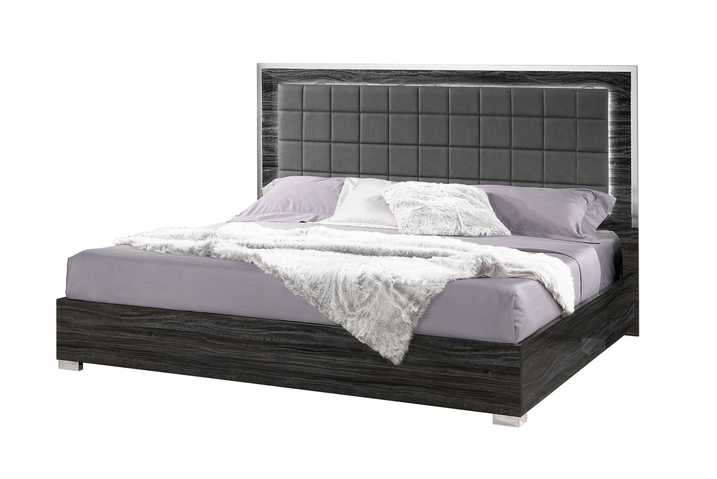 

    
Contemporary King Size Bed in Gloss Grey MADE IN ITALY J&M Alice

