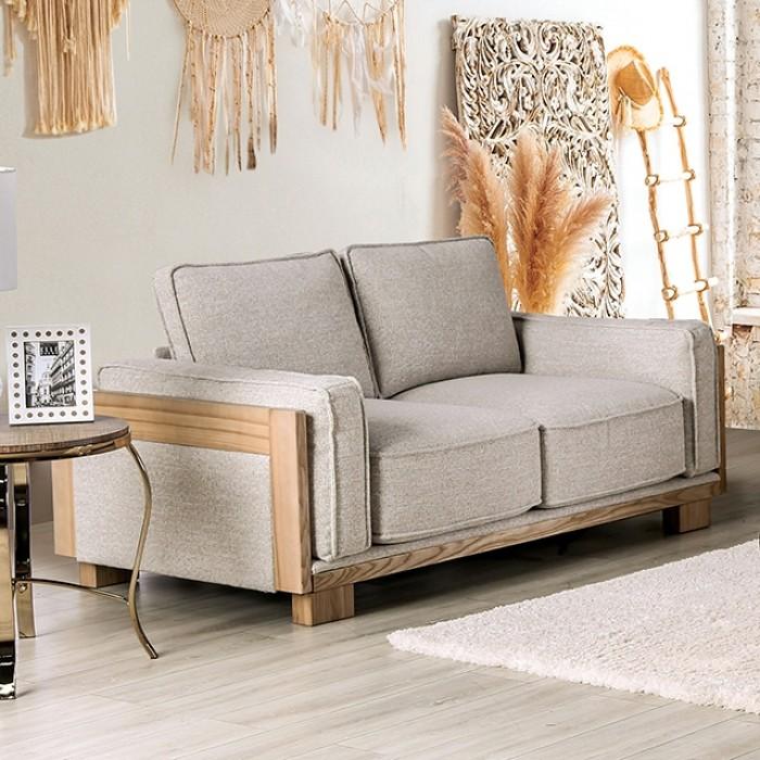 

    
Contemporary Light Brown/Natural Solid Wood Loveseat Furniture of America Harstad CM9983LB-LV-L
