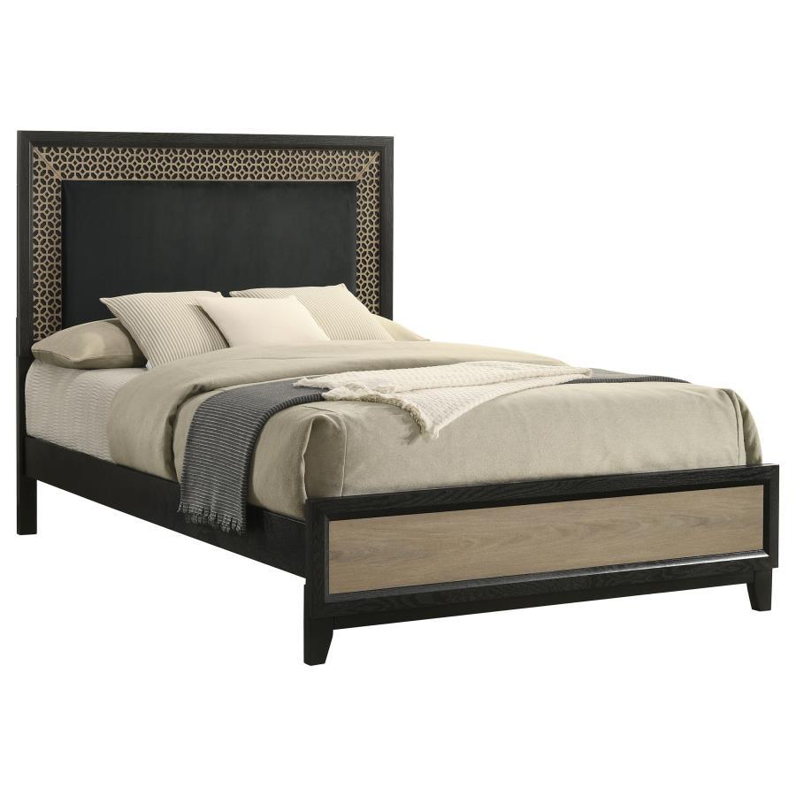 Contemporary, Modern Panel Bed Valencia Queen Panel Bed 223041Q 223041Q in Light Brown, Black 