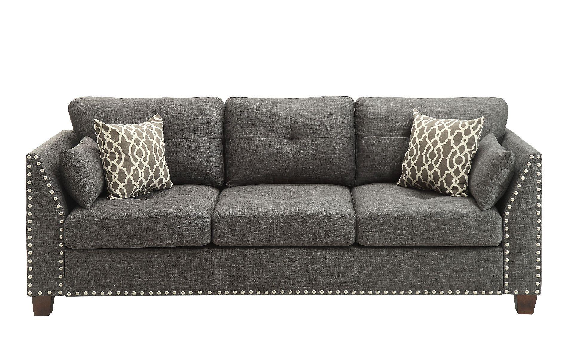 Contemporary, Classic, Simple Sofa Laurissa 52405 in Charcoal Linen