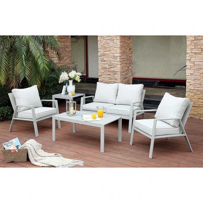 

    
Contemporary Light Gray Aluminum Patio Side Table Furniture of America Cordelia CM-OC1765-E
