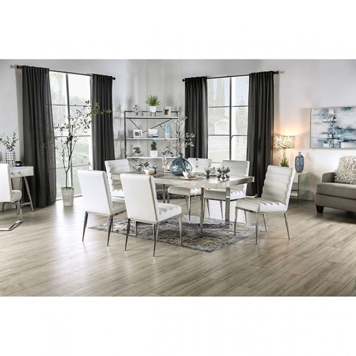 

    
Contemporary Light Gray & Chrome Dining Room Set 5pcs Furniture of America Sindy & Cilegon
