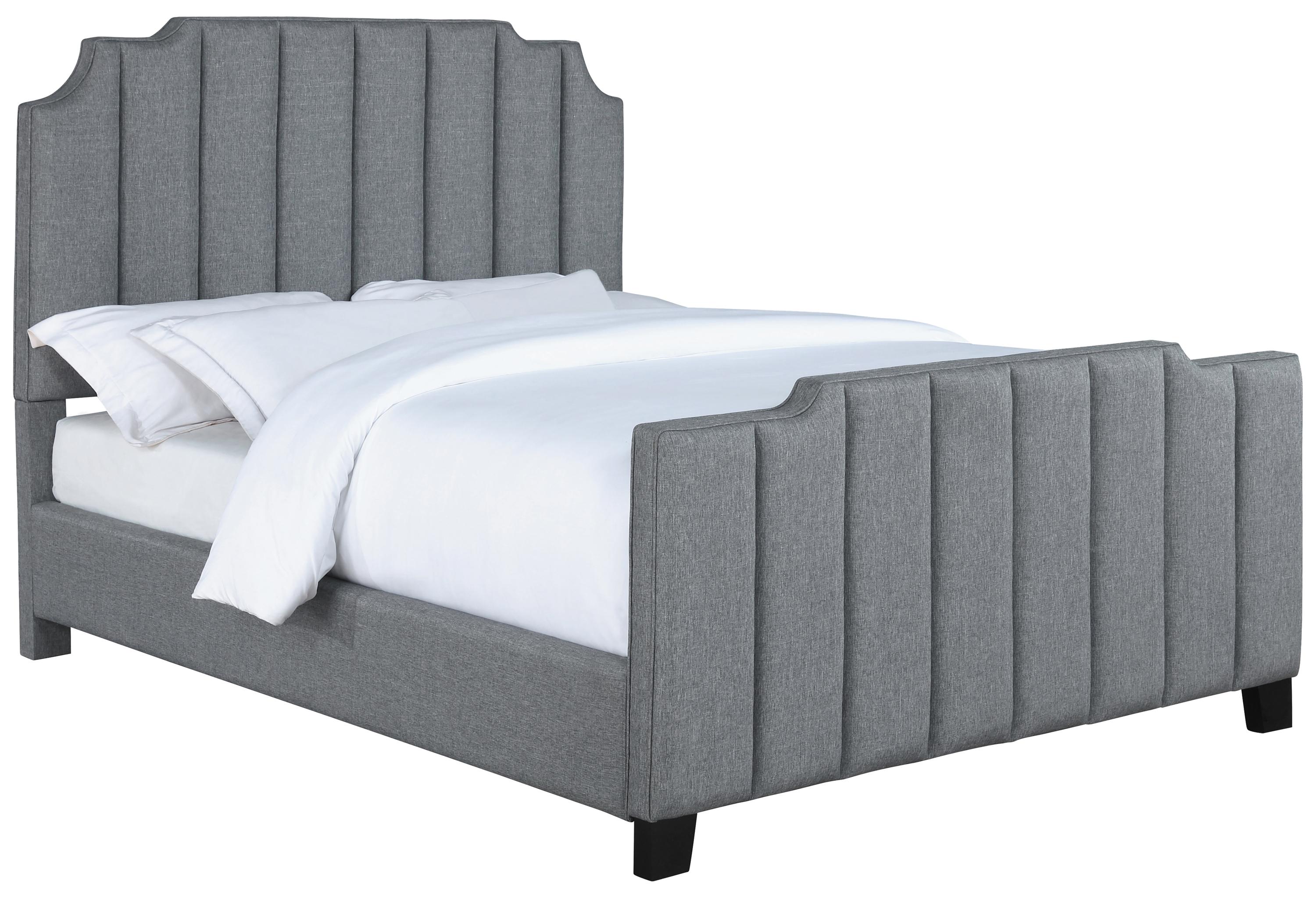 Contemporary Bed 306029Q Fiona 306029Q in Light Gray Fabric
