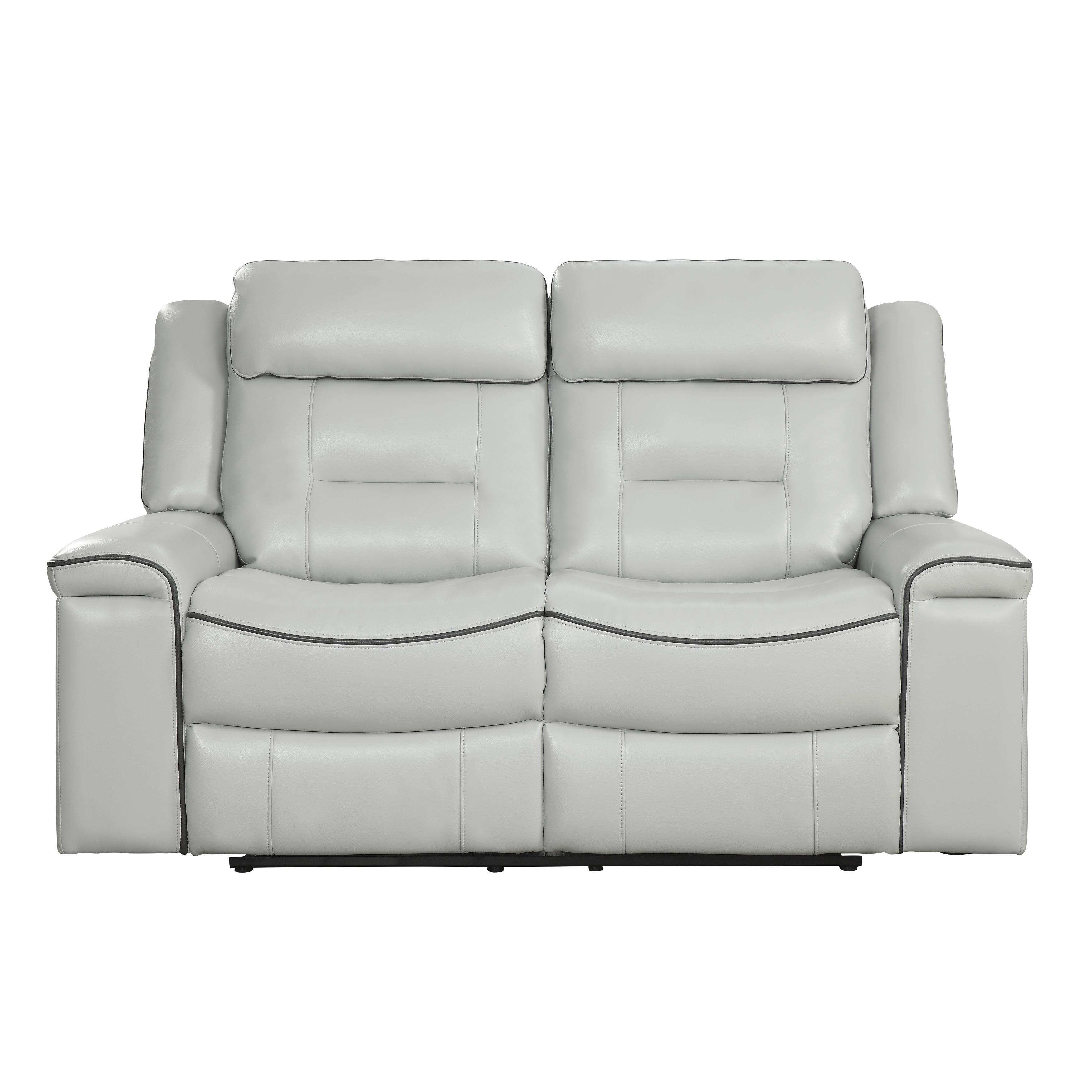 Contemporary Reclining Loveseat 9999GY-2 Darwan 9999GY-2 in Light Gray Faux Leather