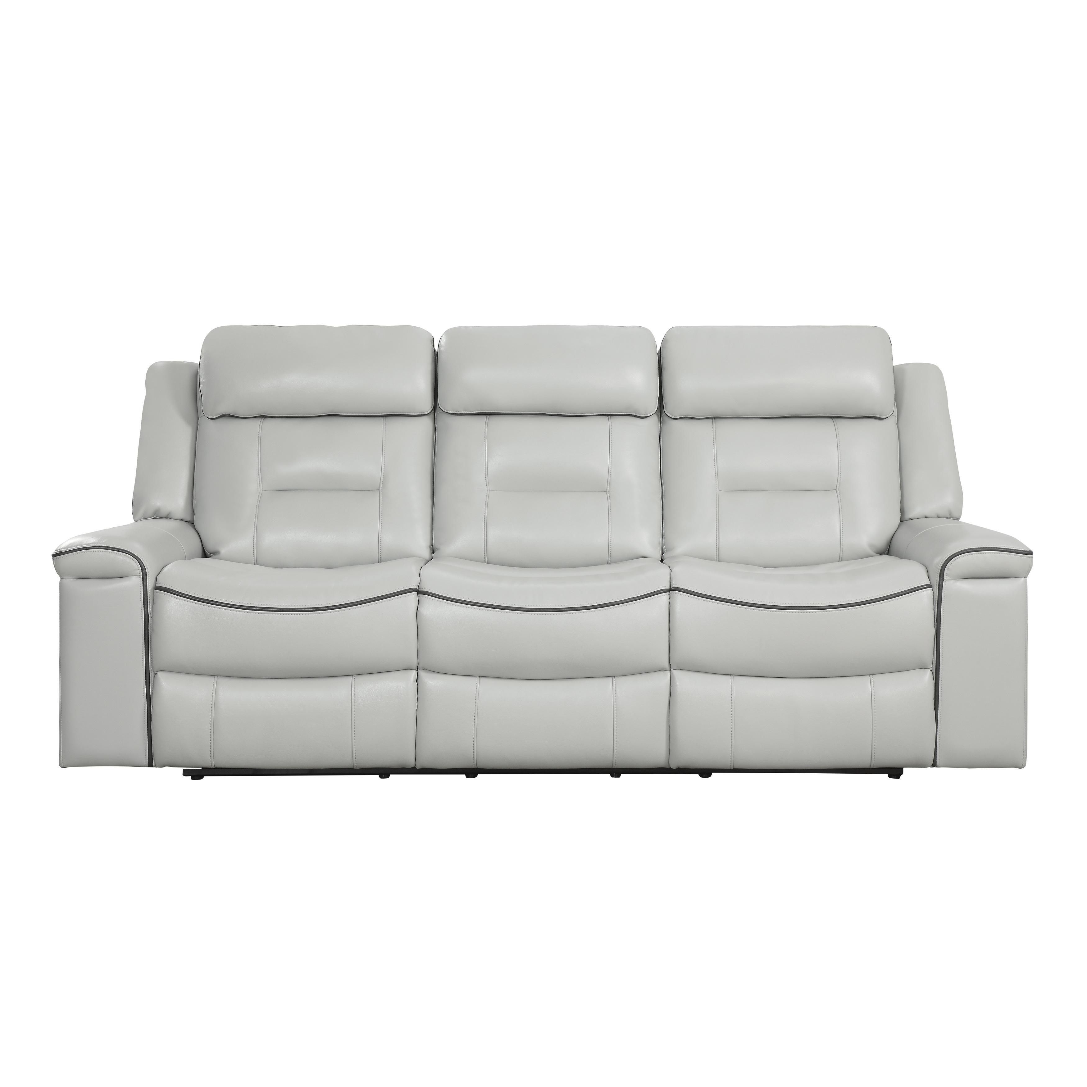Contemporary Reclining Sofa 9999GY-3 Darwan 9999GY-3 in Light Gray Faux Leather