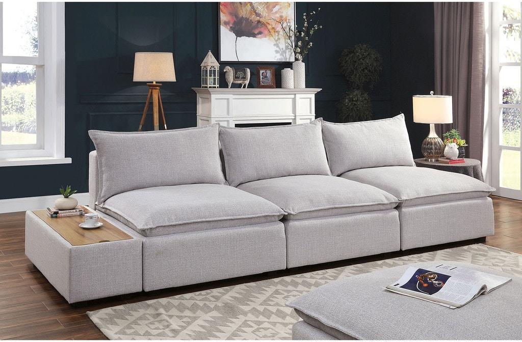 

    
Contemporary Light Gray Linen-like Fabric Sofa and Ottoman Furniture of America Arlene
