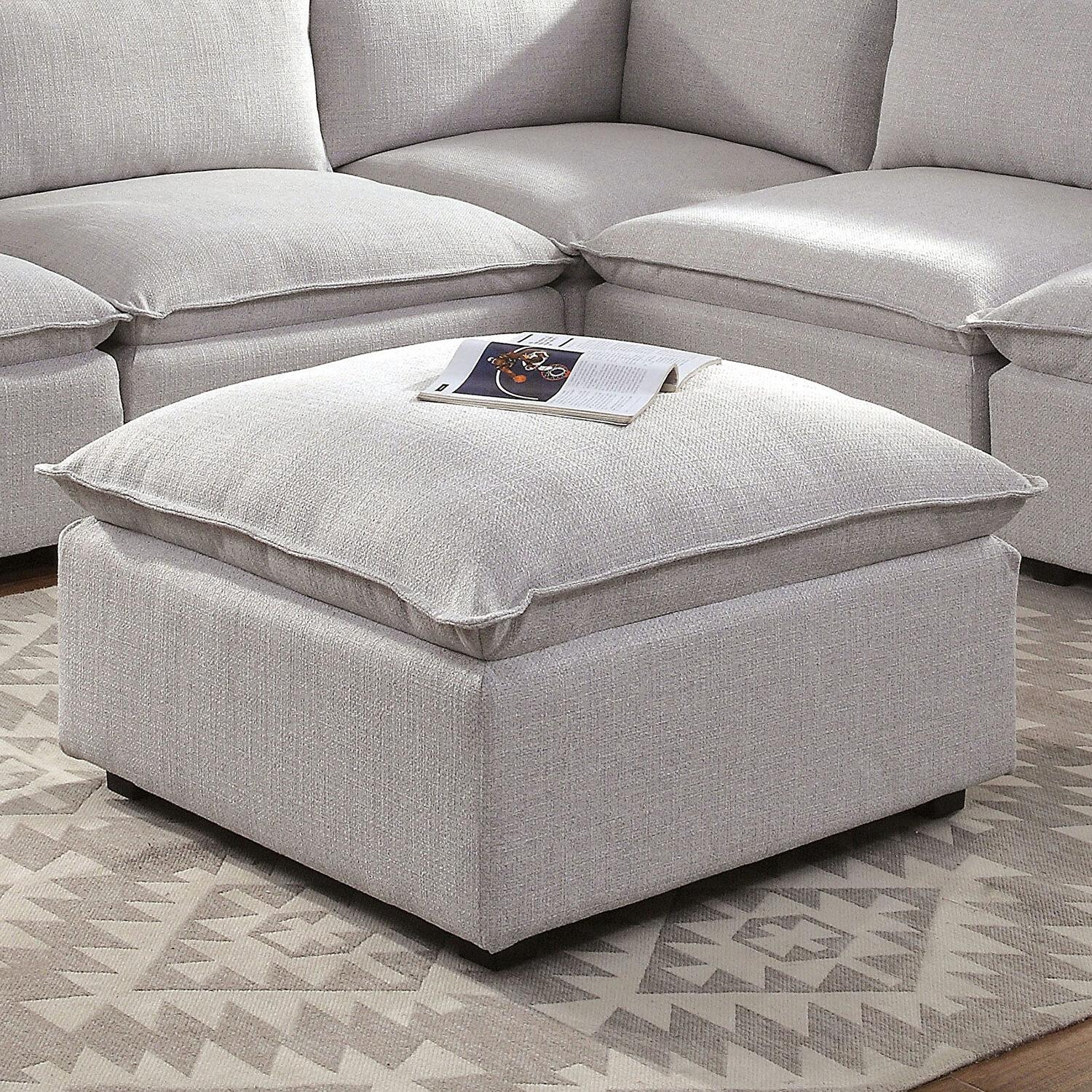 

    
Contemporary Light Gray Linen-like Fabric Sofa and Ottoman Furniture of America Arlene
