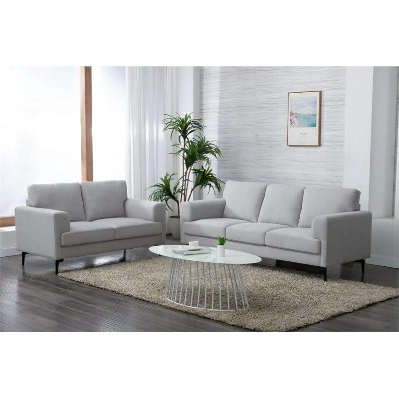 

    
 Photo  Contemporary Light Gray Linen Sofa + Loveseat + Chair by Acme Kyrene 56925-3pcs
