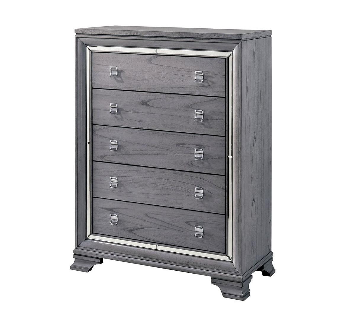

    
Contemporary Light Gray Solid Wood Chest Furniture of America CM7579C Alanis

