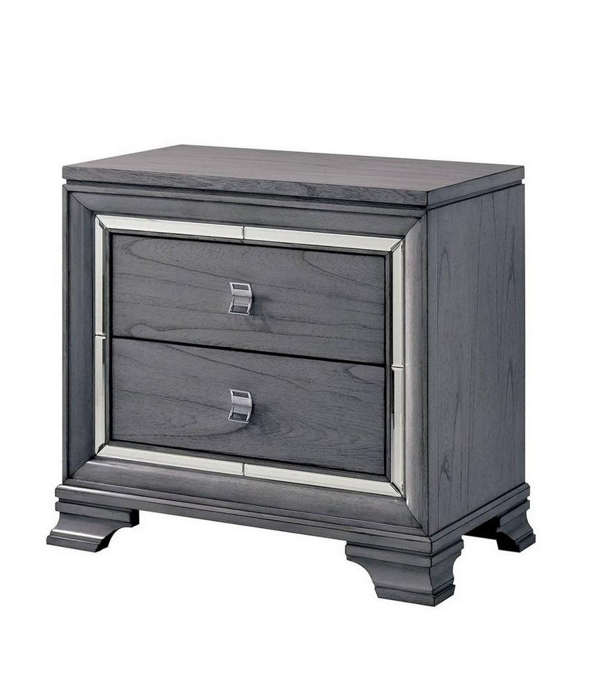 

    
Contemporary Light Gray Solid Wood Nightstand Furniture of America CM7579N Alanis
