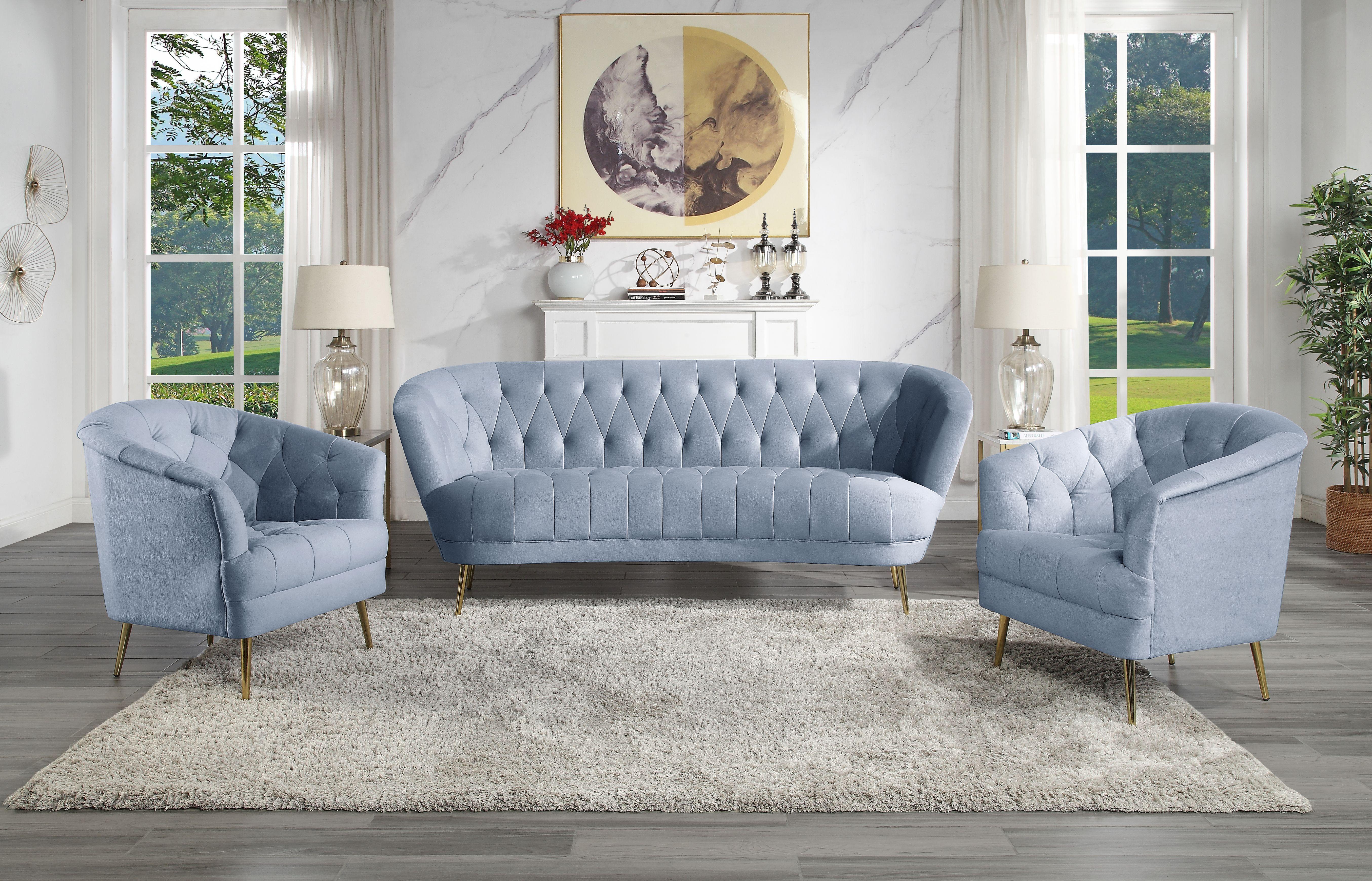 

    
 Order  Contemporary Light Gray Velvet Sofa + 2 Chairs by Acme Bayram LV00207-3pcs
