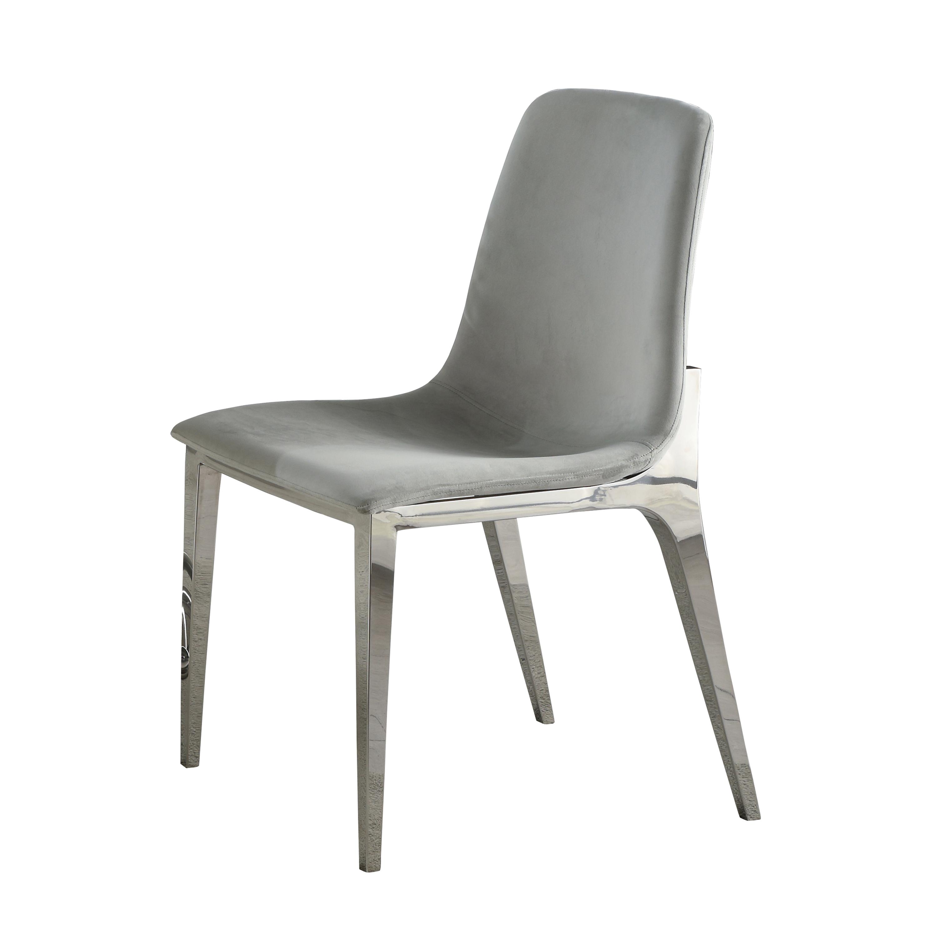 Contemporary Side Chair Set 110402 Irene 110402 in Chrome Velvet