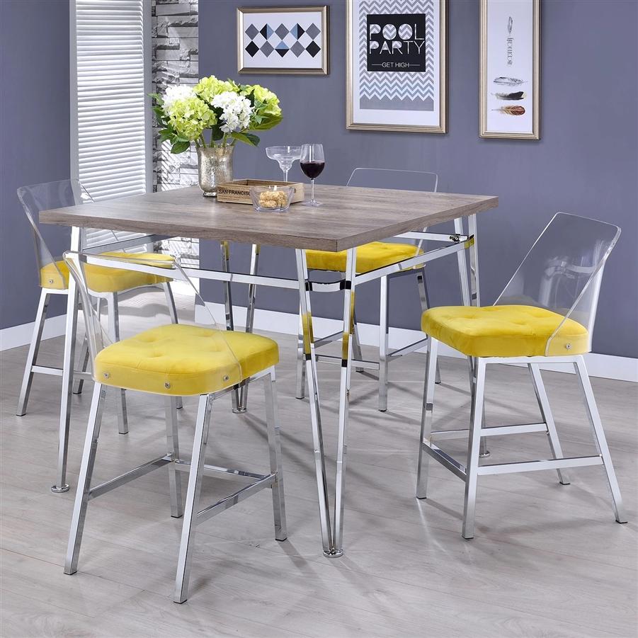 

    
Contemporary Light Oak & Chrome 5pcs Counter Height Set w/Yellow Chairs by Acme Nadie II 72170-5pcs
