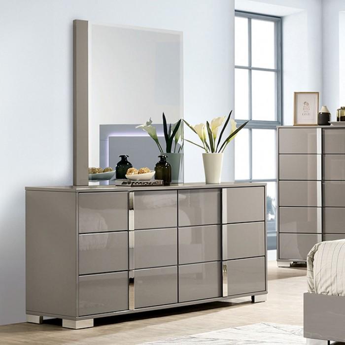 Contemporary Dresser With Mirror Sinistra Dresser With Mirror Set 2PCS FM7211BG-D-2PCS FM7211BG-D-2PCS in Taupe, Beige 