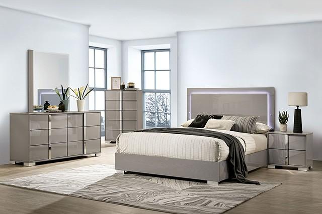 

    
Furniture of America Sinistra King Platform Bed FM7211BG-EK Platform Bed Taupe/Beige FM7211BG-EK
