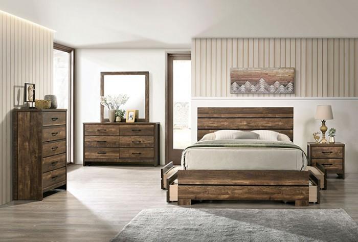 

    
Contemporary Light Walnut Solid Wood Queen Storage Bedroom Set 5PCS Furniture of America Duckworth CM7319WN-Q-5PCS
