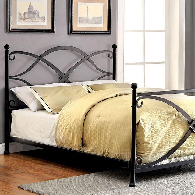 

    
Contemporary Matte Black Metal Full Panel Bed Furniture of America Zaria CM7732-F

