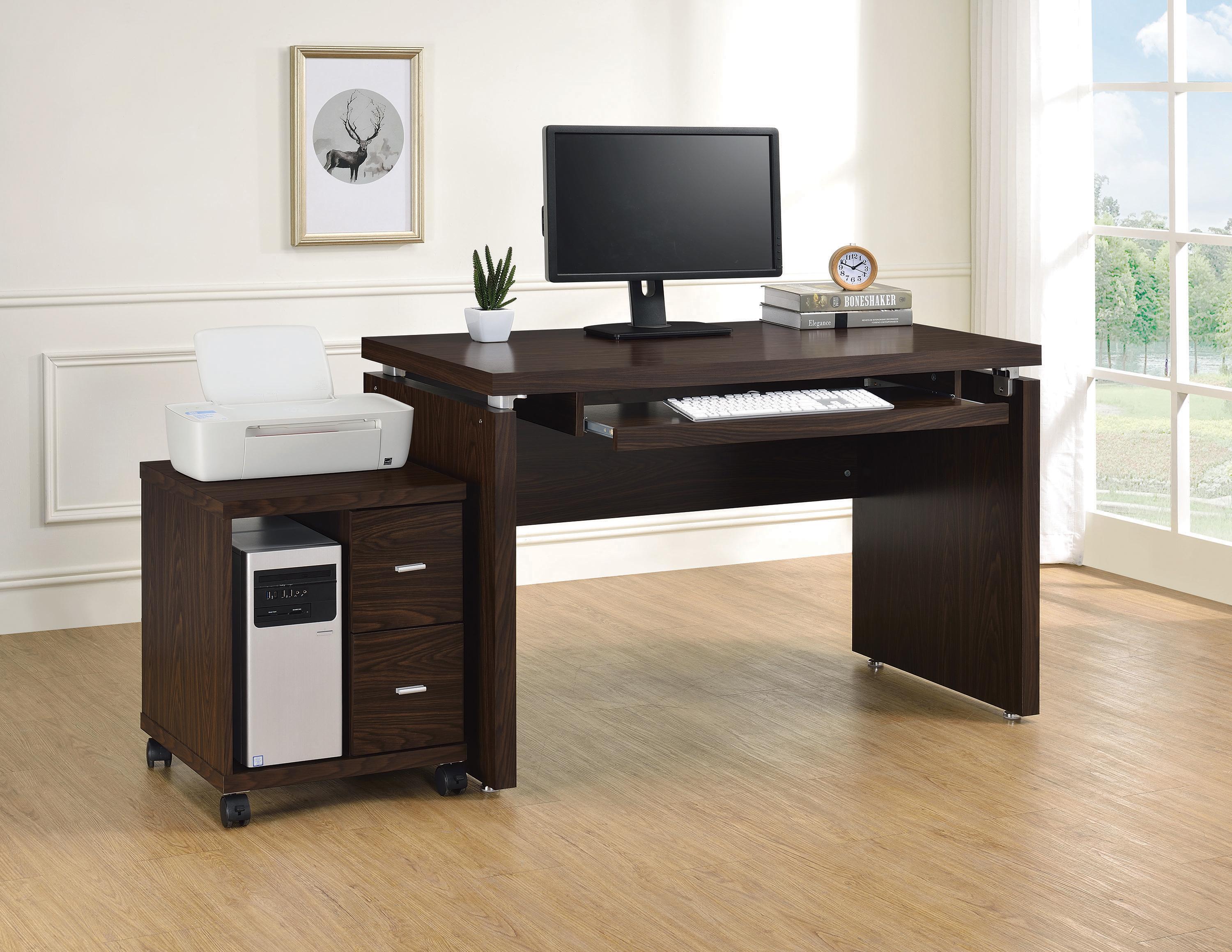 Contemporary Computer Desk Set 800831-S2 Russell 800831-S2 in Brown Oak 