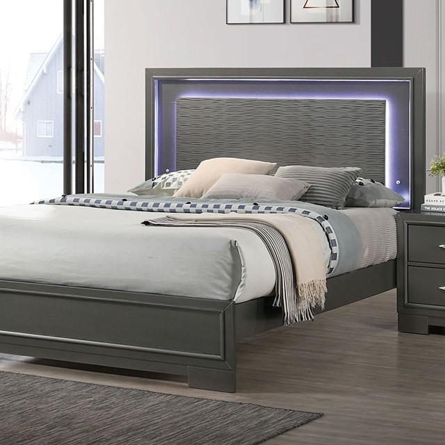 

    
Contemporary Metallic Gray Solid Wood California King Platform Bed Furniture of America Alison CM7416GY-CK
