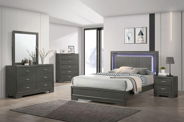 

    
Contemporary Metallic Gray Solid Wood California King Platform Bedroom Set 5PCS Furniture of America Alison CM7416GY-CK-5PCS
