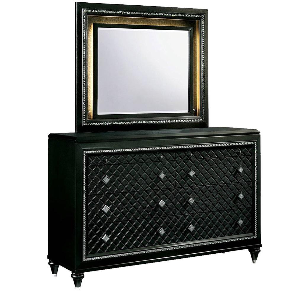 

    
Contemporary Metallic Gray Solid Wood Dresser w/Mirror Furniture of America CM7584D-M Demetria
