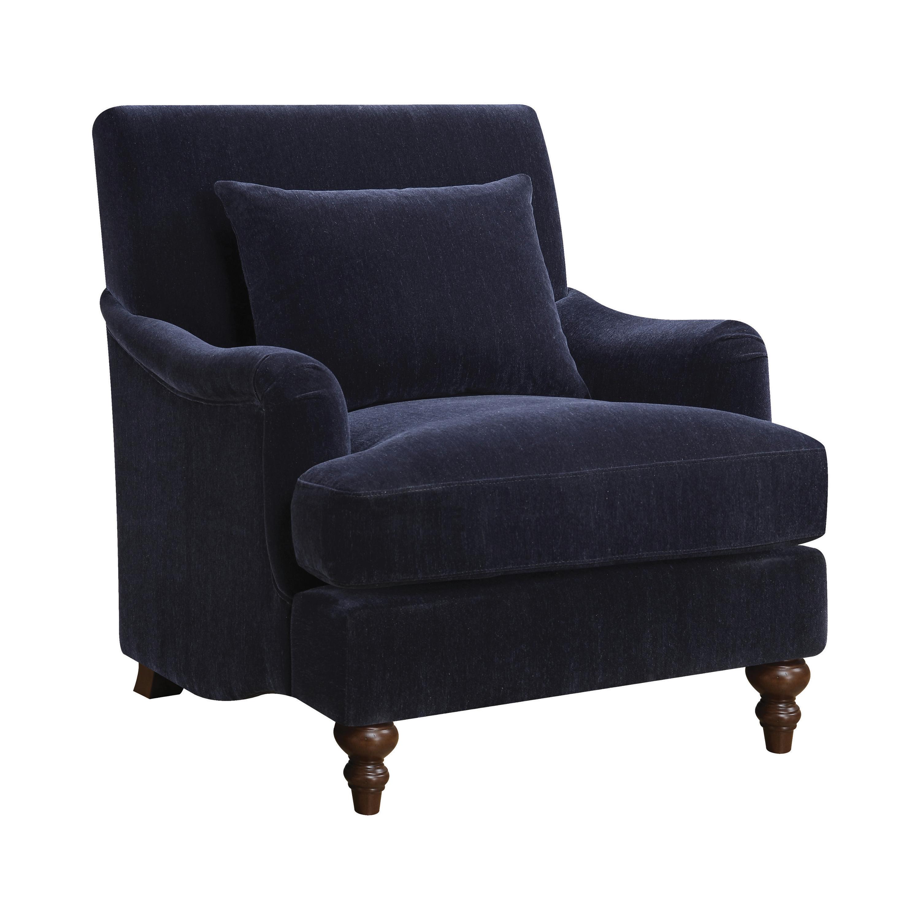 

    
Contemporary Midnight Blue Velvet Accent Chair Coaster 902899
