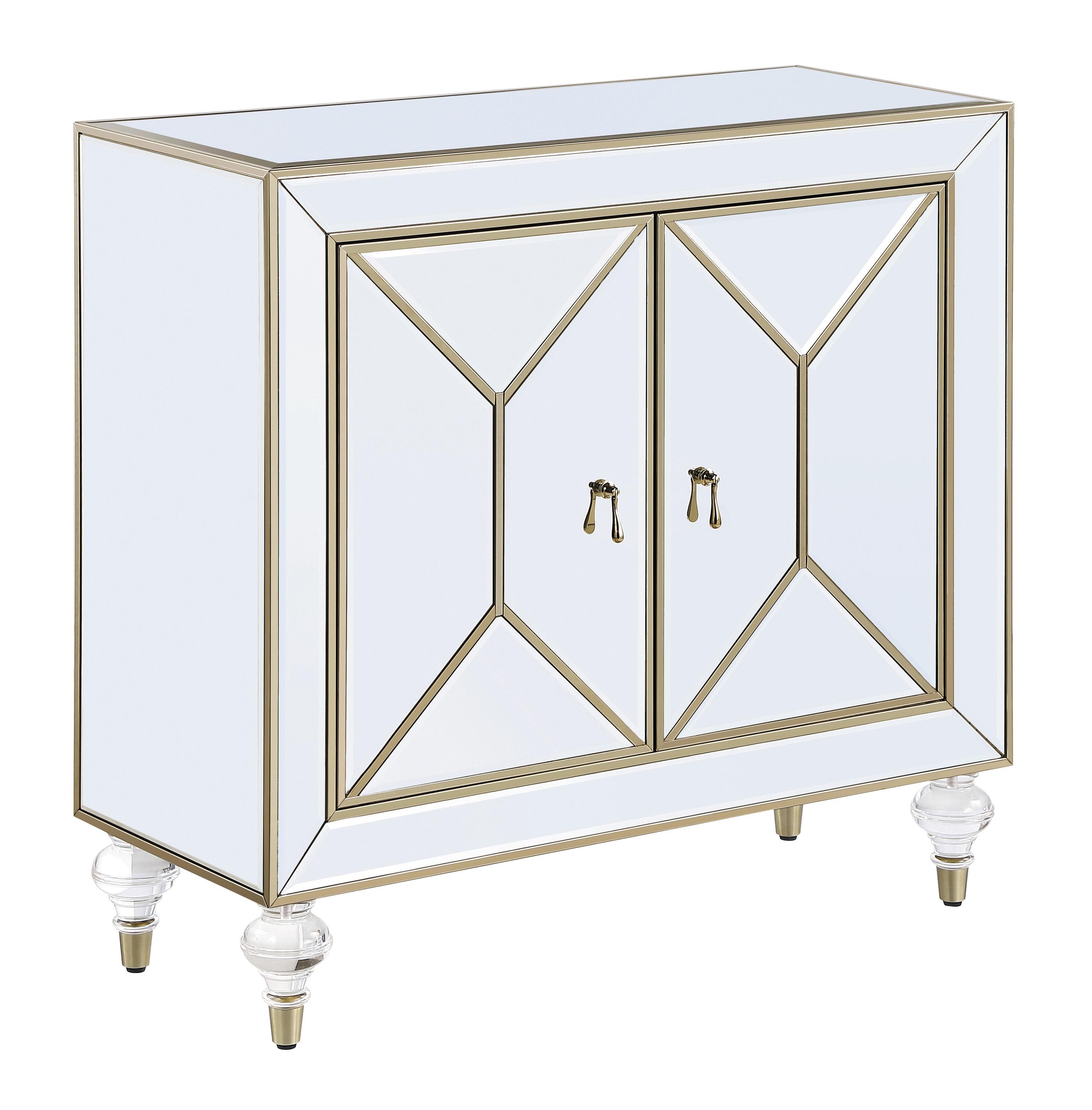 Contemporary Accent Cabinet 951854 951854 in Mirrored, Champagne 