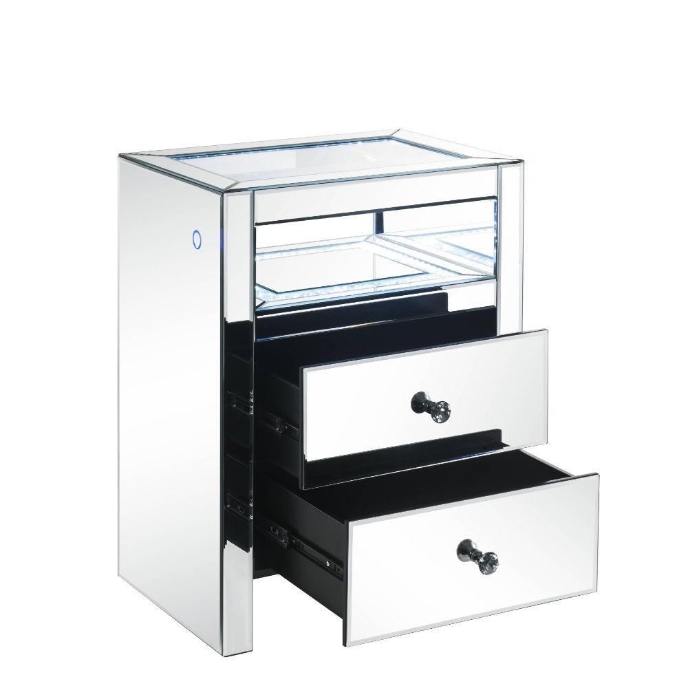 

    
Contemporary Mirrored Accent Table w/ LED Touch Light by Acme Malish 97685
