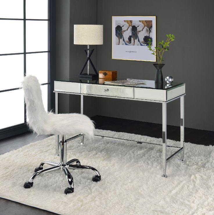 

    
Contemporary Mirrored & Chrome Writing Desk + Chair by Acme 92975-2pcs Canine
