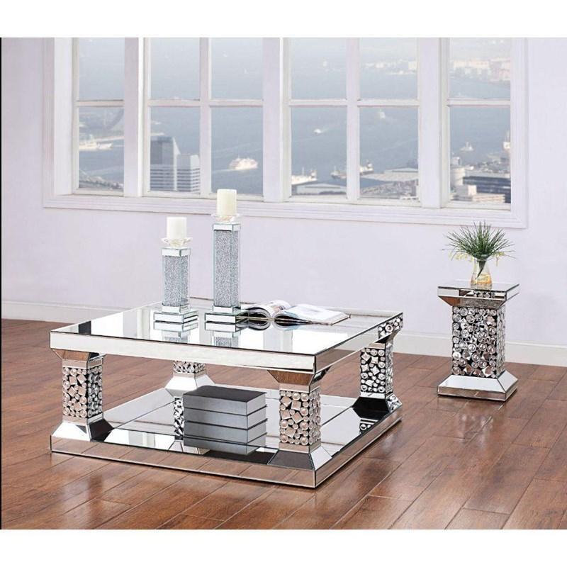 Contemporary Coffee Table and 2 End Tables Kachina 81425-3pcs in Mirrored 