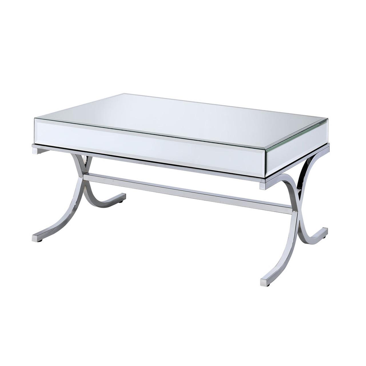 

    
Contemporary Mirrored Top & Chrome Coffee Table by Acme Yuri 81195
