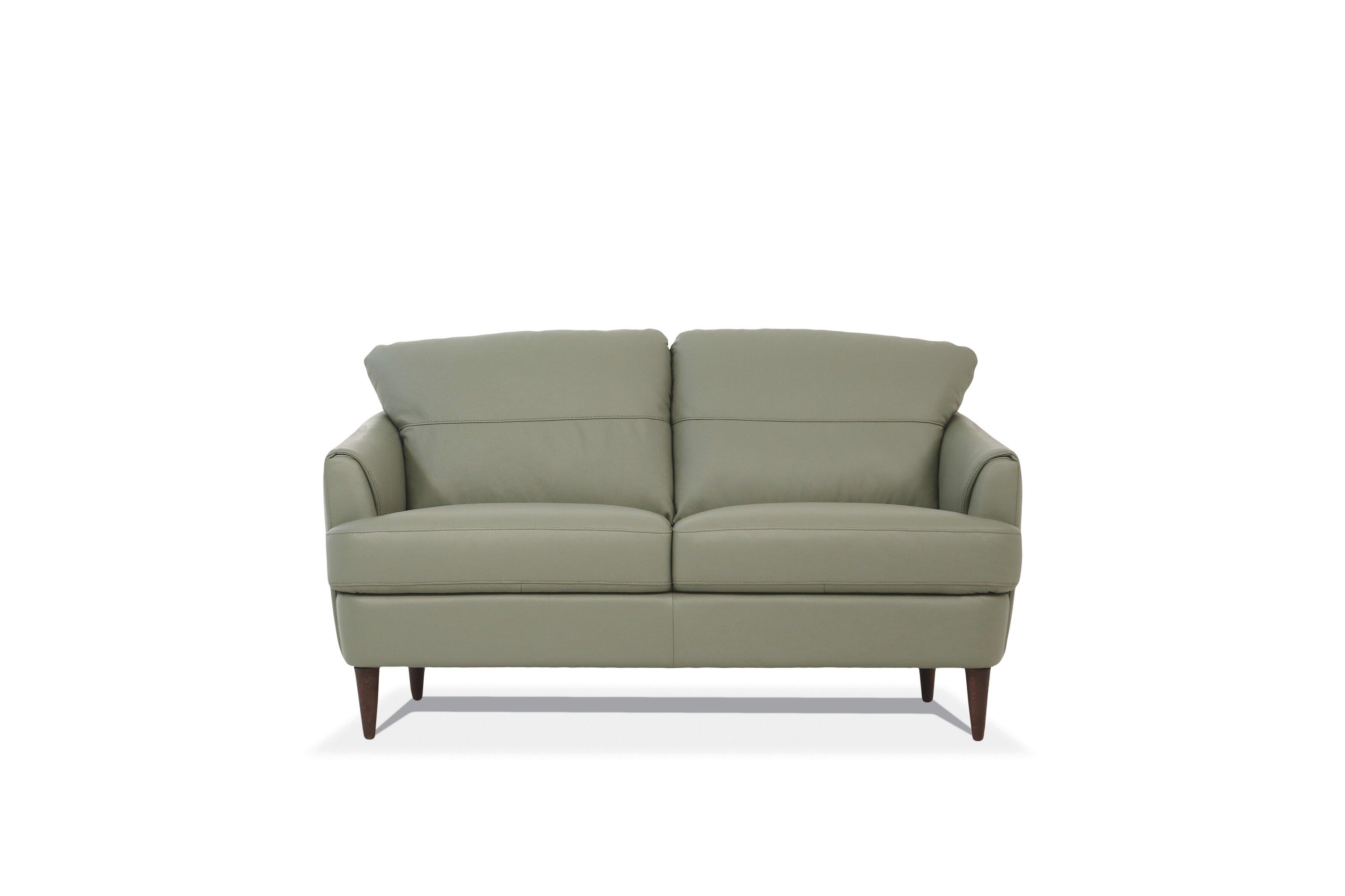 

    
Contemporary Moss Green Leather Loveseat by Acme Helena 54571

