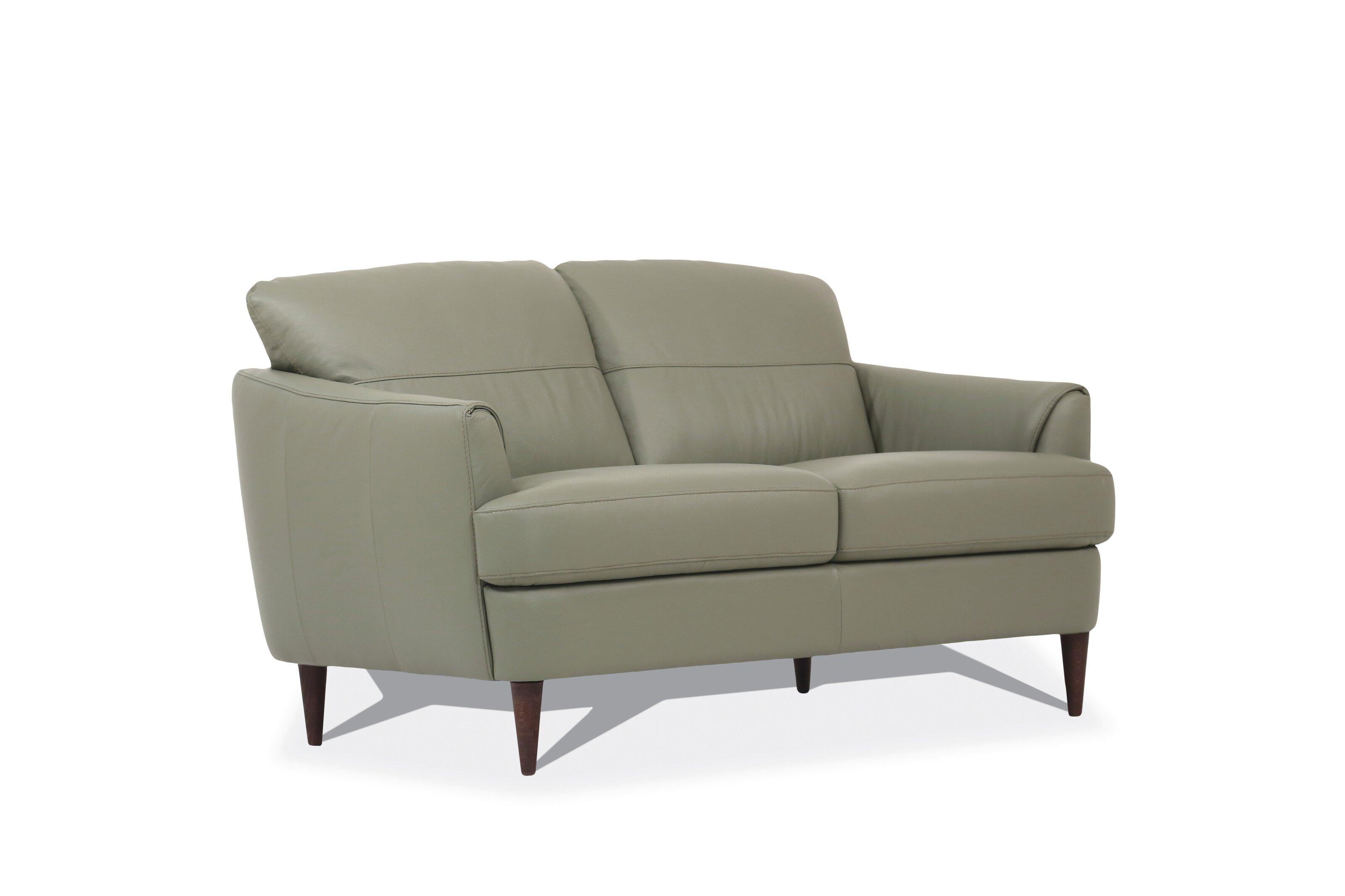 

    
Contemporary Moss Green Leather Loveseat by Acme Helena 54571
