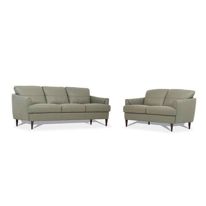 Contemporary Sofa and Loveseat Set Helena 54570-2pcs in Moss Leather