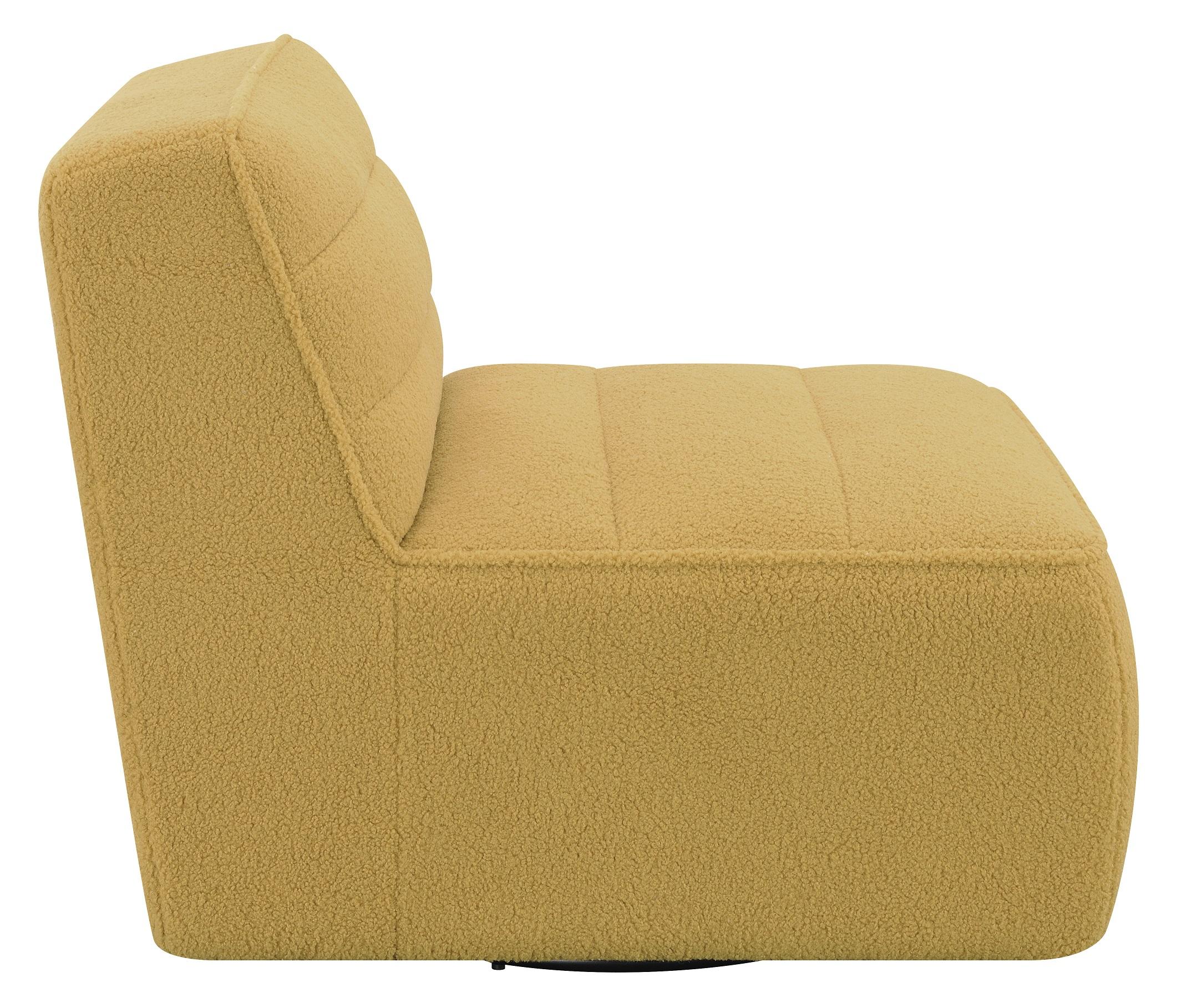 

    
Contemporary Mustard Faux Sheep Skin Swivel Armless Chair Coaster 905724
